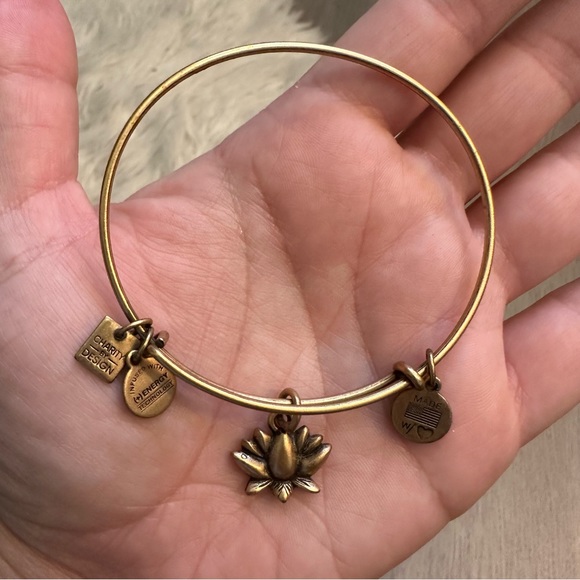 Alex and Ani goldtone lotus bangle Bracelet - Picture 5 of 5